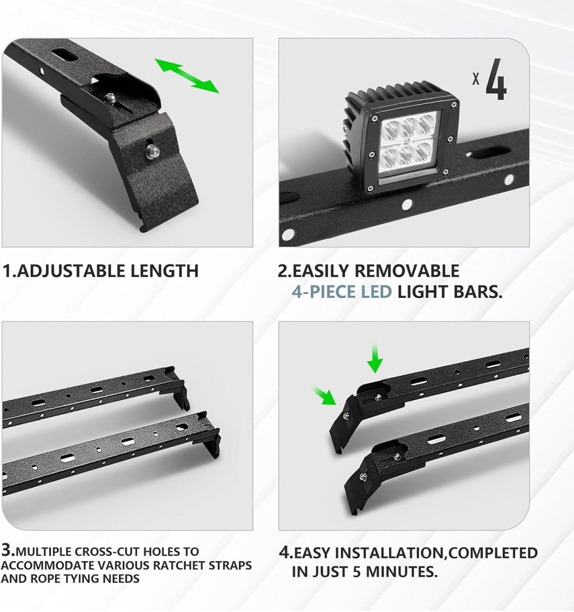 300 LBS Roof Rack for 2007-2024 Wrangler JK JKU JL JLU