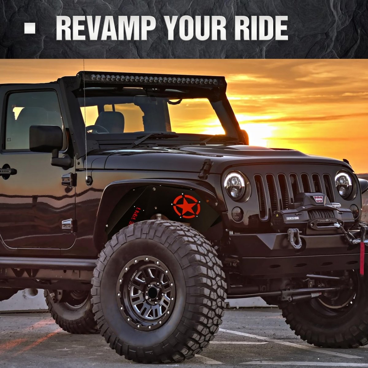 for Jeep JK Inner Fender Compatible with 2007-2018 Jeep Wrangler JK & JKU Unlimited 2/4 Doors - Yzona