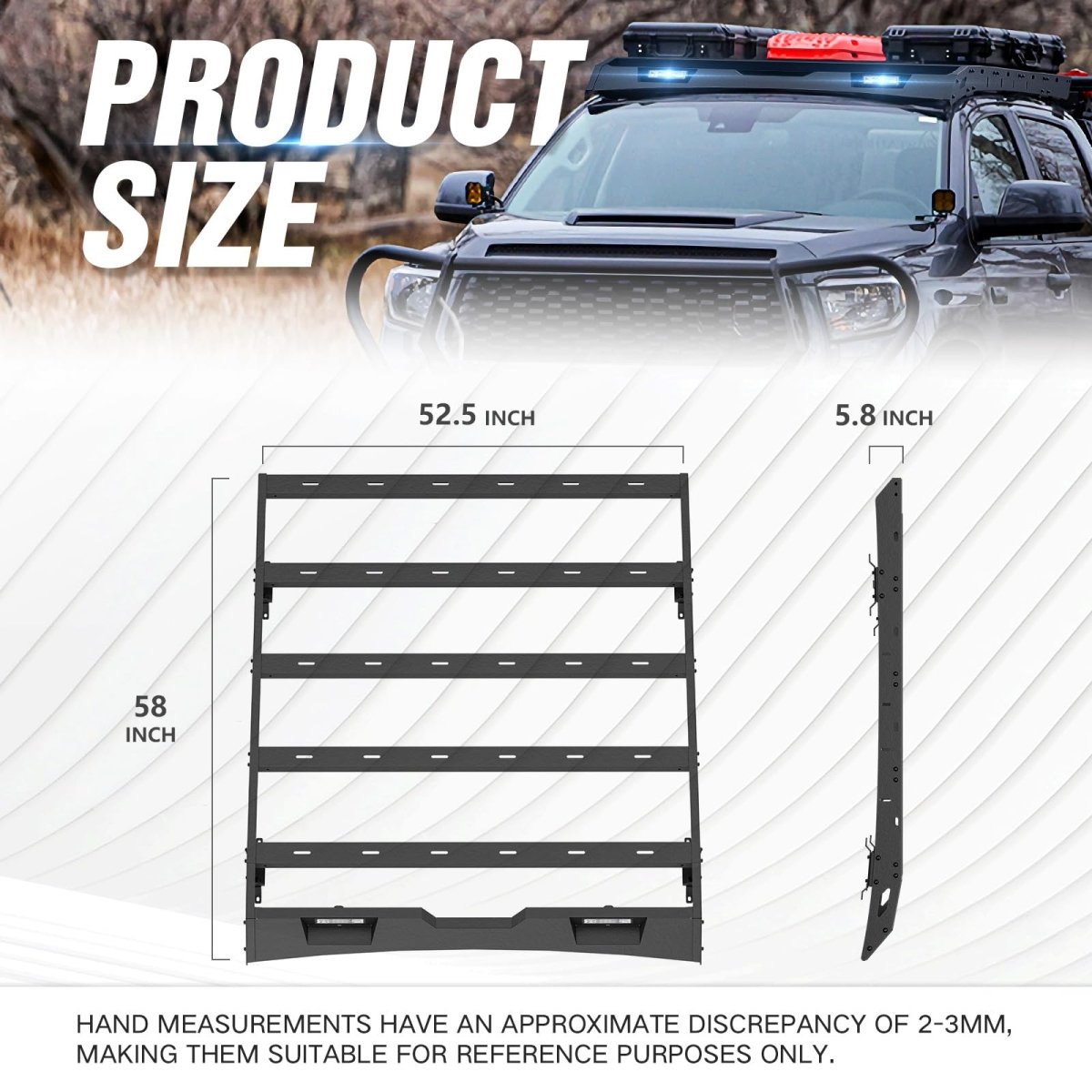 Roof Rack Cargo Basket Compatible with 2007-2021 Toyota Tundra CrewMax Cab | Yzona