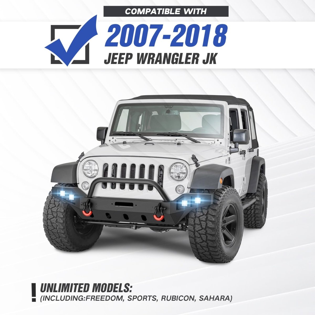 4x4 Truck Bumpers Compatible with 2007-2018 Jeep Wrangler JK JKU | Yzona