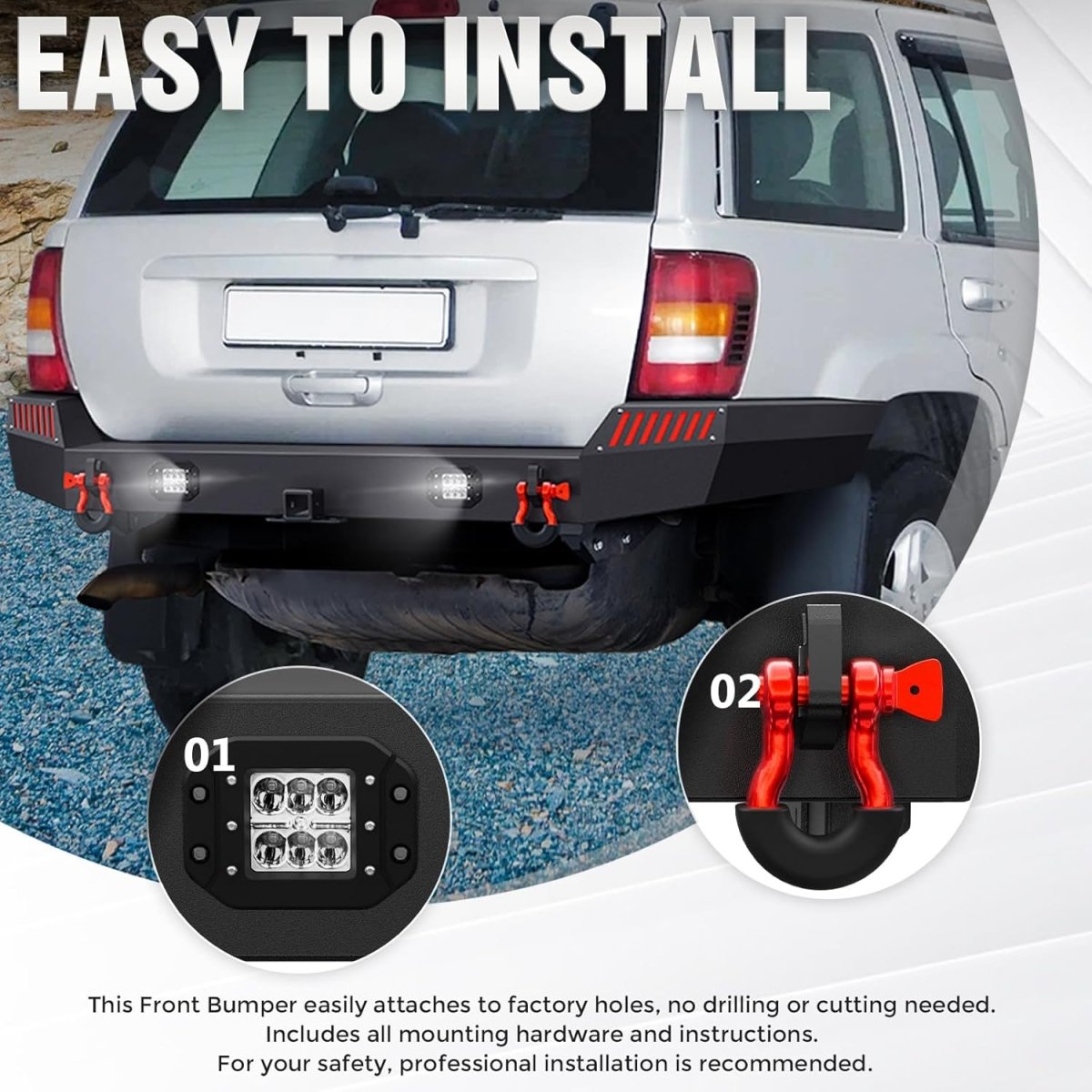 for Jeep WJ Bumpers Compatible with 1999-2004 Jeep 2nd Gen Grand Cherokee WJ | Yzona