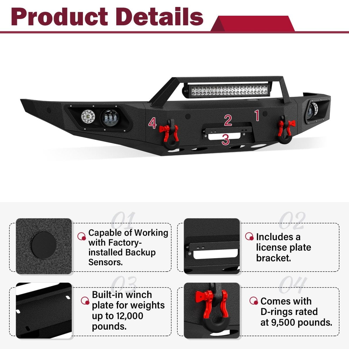 Aftermarket Bumpers for Trucks Compatible with 2014 2015 Chevy Silverado 1500