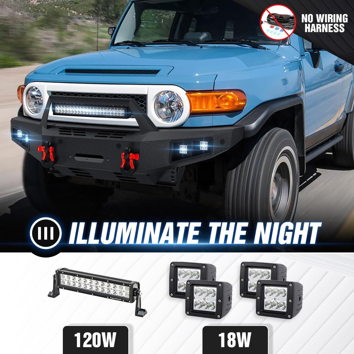 Front Aftermarket Truck Bumpers Compatible with 2007-2014 Toyota FJ Cruiser 1st Gen