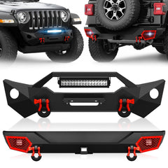 Aftermarket Front & Rear Bumper for 2018-2024 Jeep Wrangler JL JLU w/Sensor Holes | Yzona