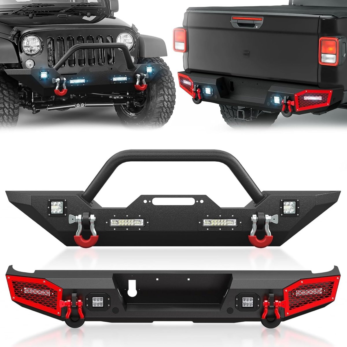 for Aftermarket Jeep Gladiator Front Rear Bumpers JT | 2020 2021 2022 2023 2024 | Yzona