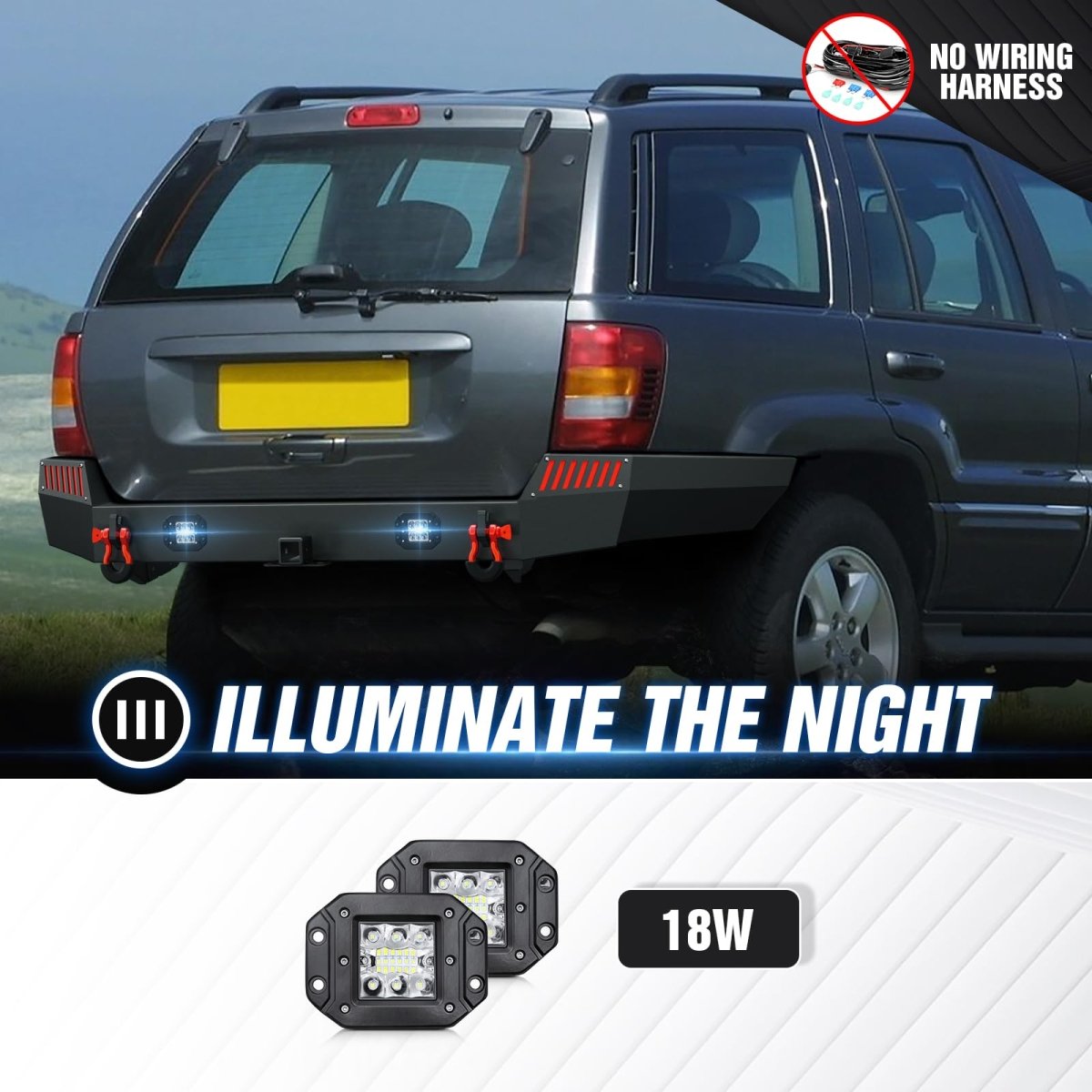 Aftermarket Rear Bumpers Compatible with 1999-2004 Jeep Grand Cherokee WJ 2nd Gen