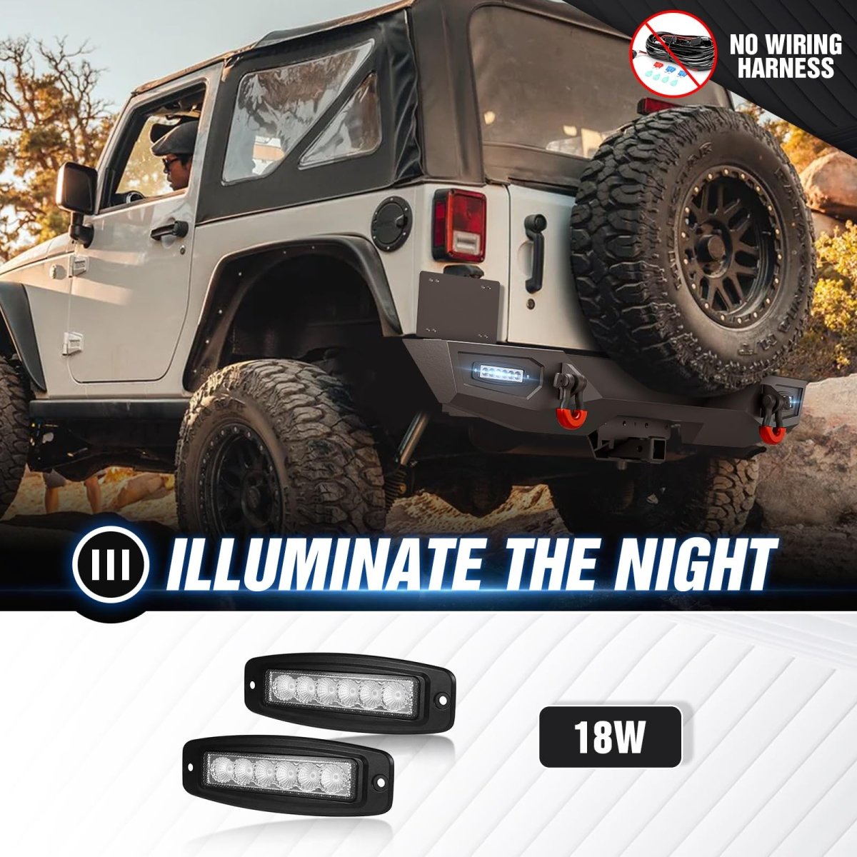 Rear Aftermarket Bumpers Compatible for 2007-2018 Jeep Wrangler JK JKU Equipped - Yzona