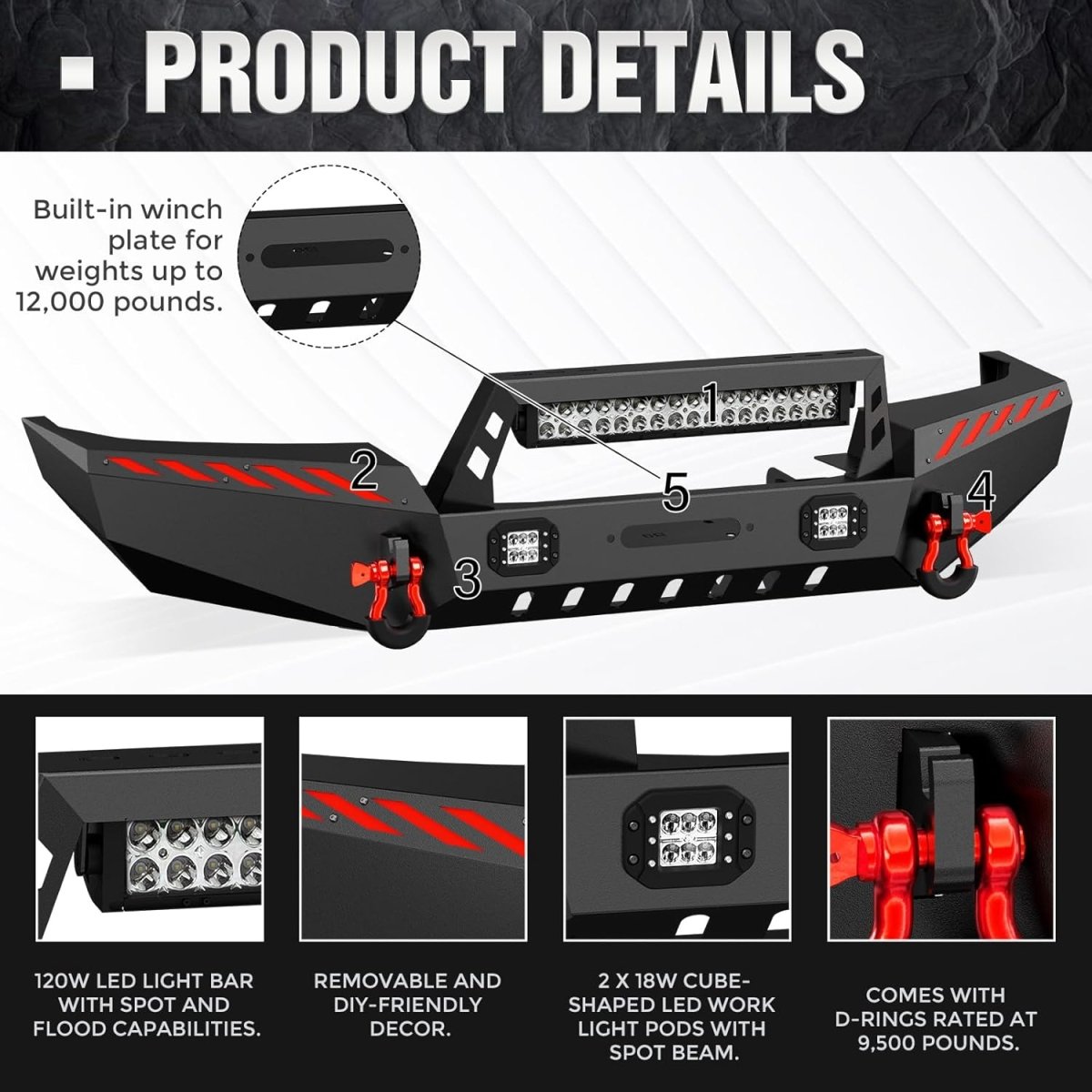 for Jeep WJ Bumpers Compatible with 1999-2004 Jeep 2nd Gen Grand Cherokee WJ | Yzona