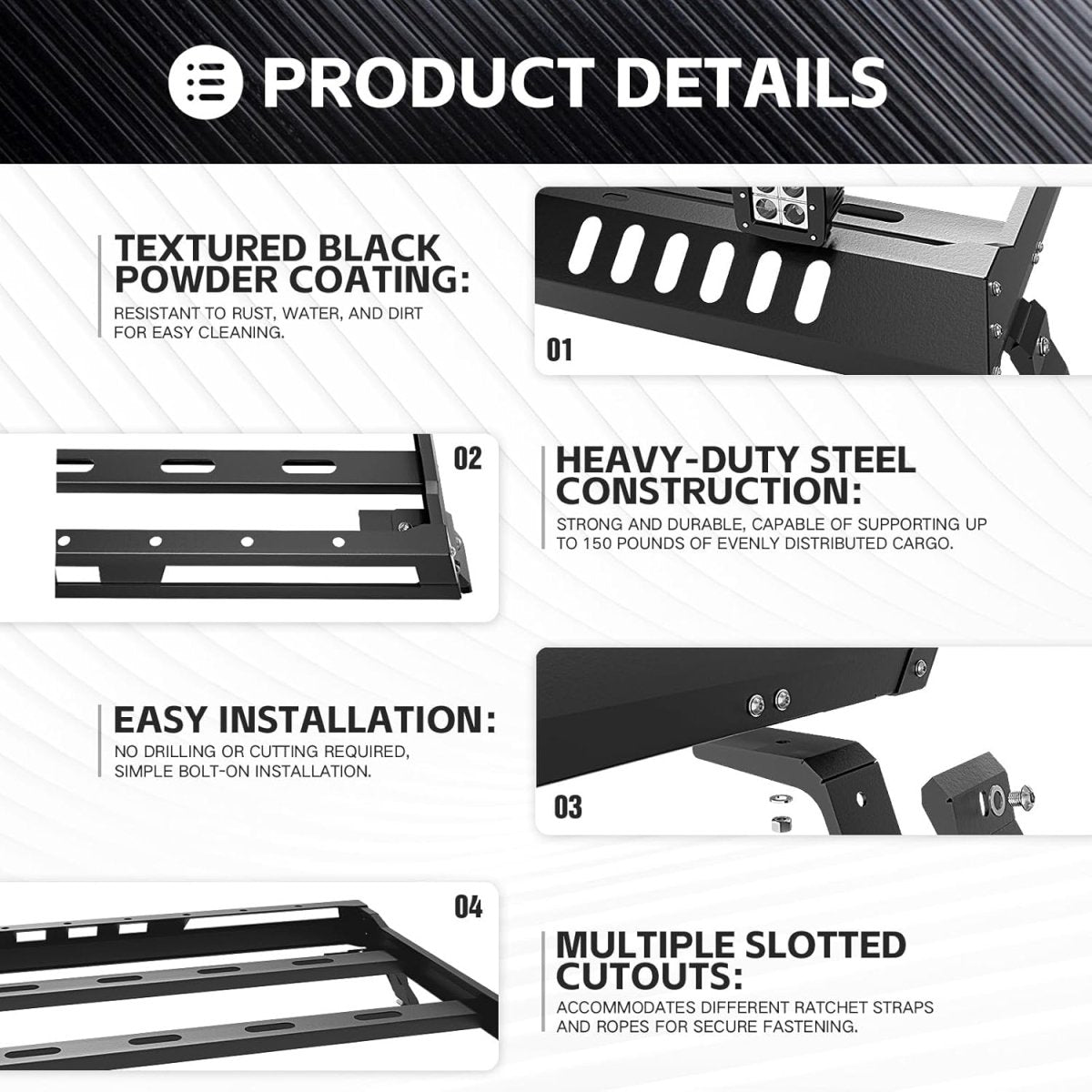 Roof Cargo Carrier Luggage Rack for Jeep Wrangler JK JL Unlimited & Gladiator JT 4 Doors Hardtop(07-24) | Yzona
