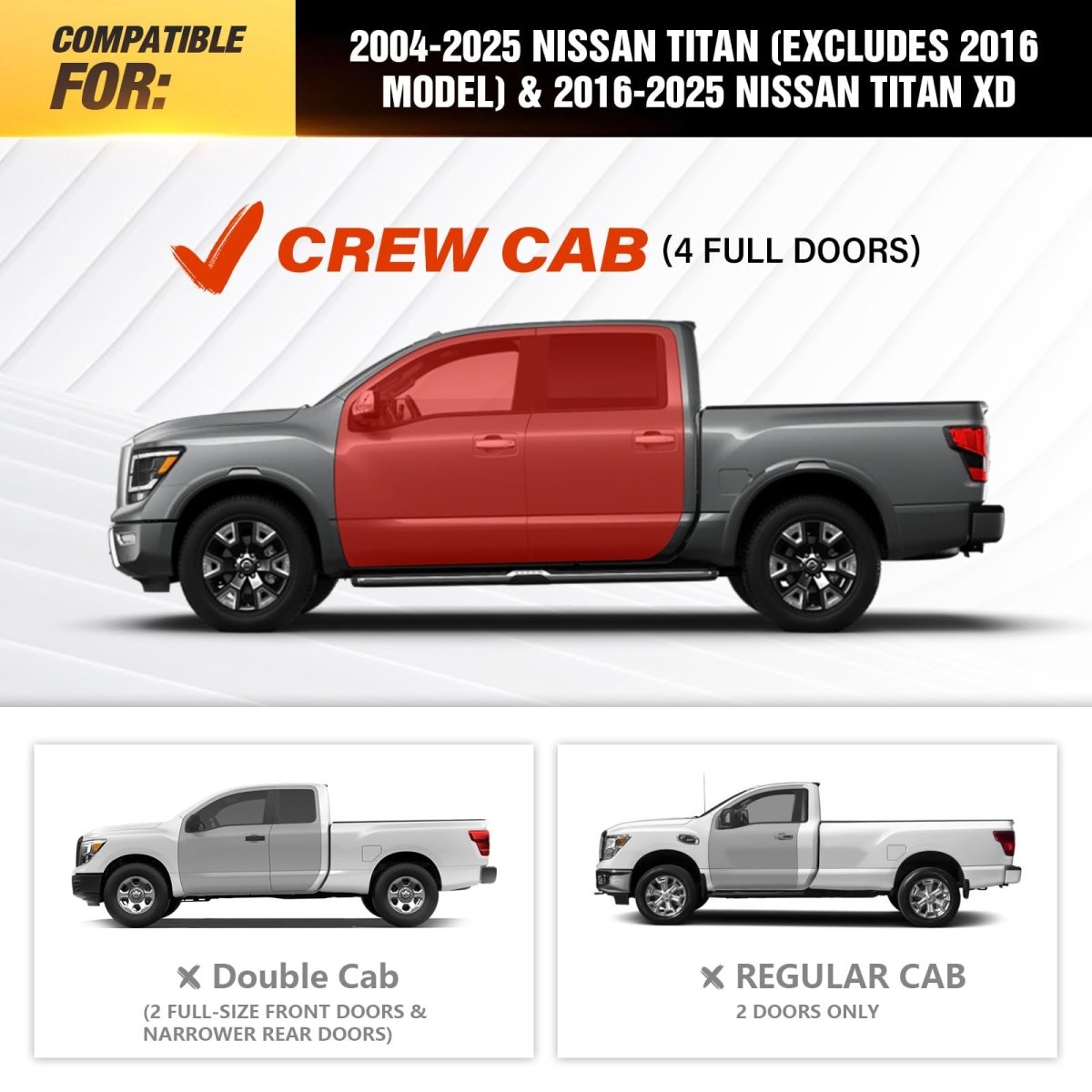 Truck Side Steps Running BoardsCompatible for 2004-2025 Nissan Titan & Nissan Titan XD 2016-2025 Model CrewCab - Yzona