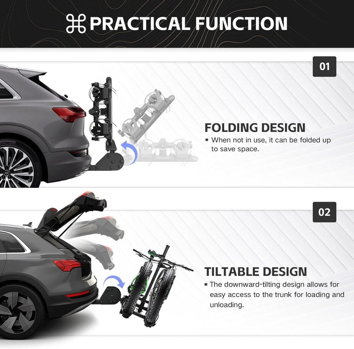 2pcs Bicycle Racks for Cars With Ramp | Yzona