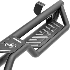 Running Boards Side Steps Compatible with 2005-2023 Toyota Tacoma Double Cab & Crew Cab (4 Full-Size Doors), Heavy-Duty Two Stair Design Side Rails Nerf Bar Rock Sliders, Textured Black, Star