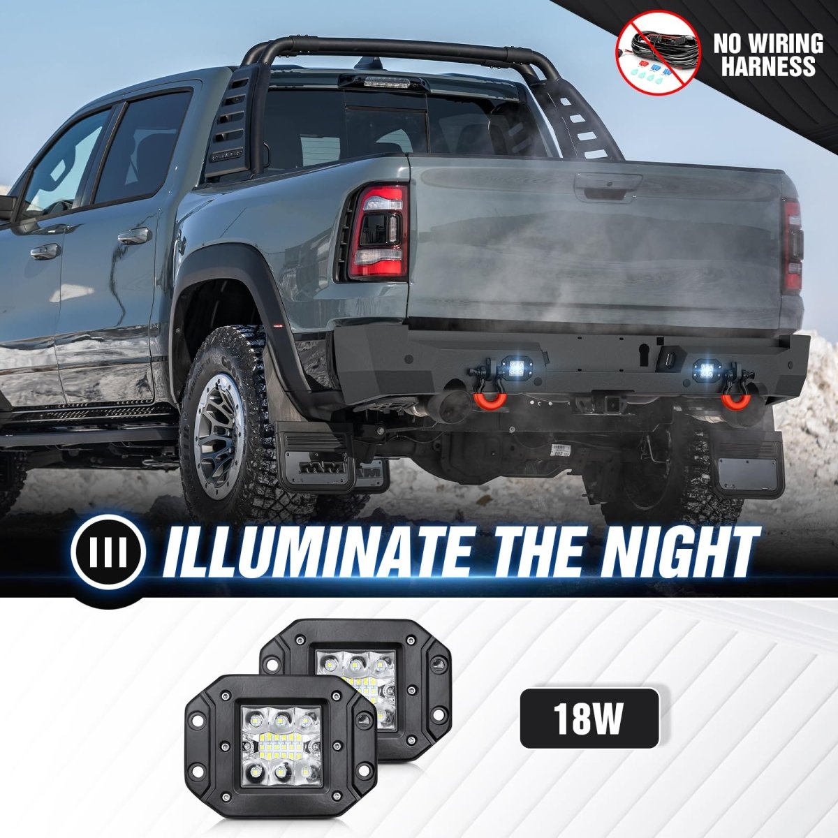 Aftermarket Rear Bumpers Compatible with 2021-2024 Dodge Ram 1500 TRX - Yzona