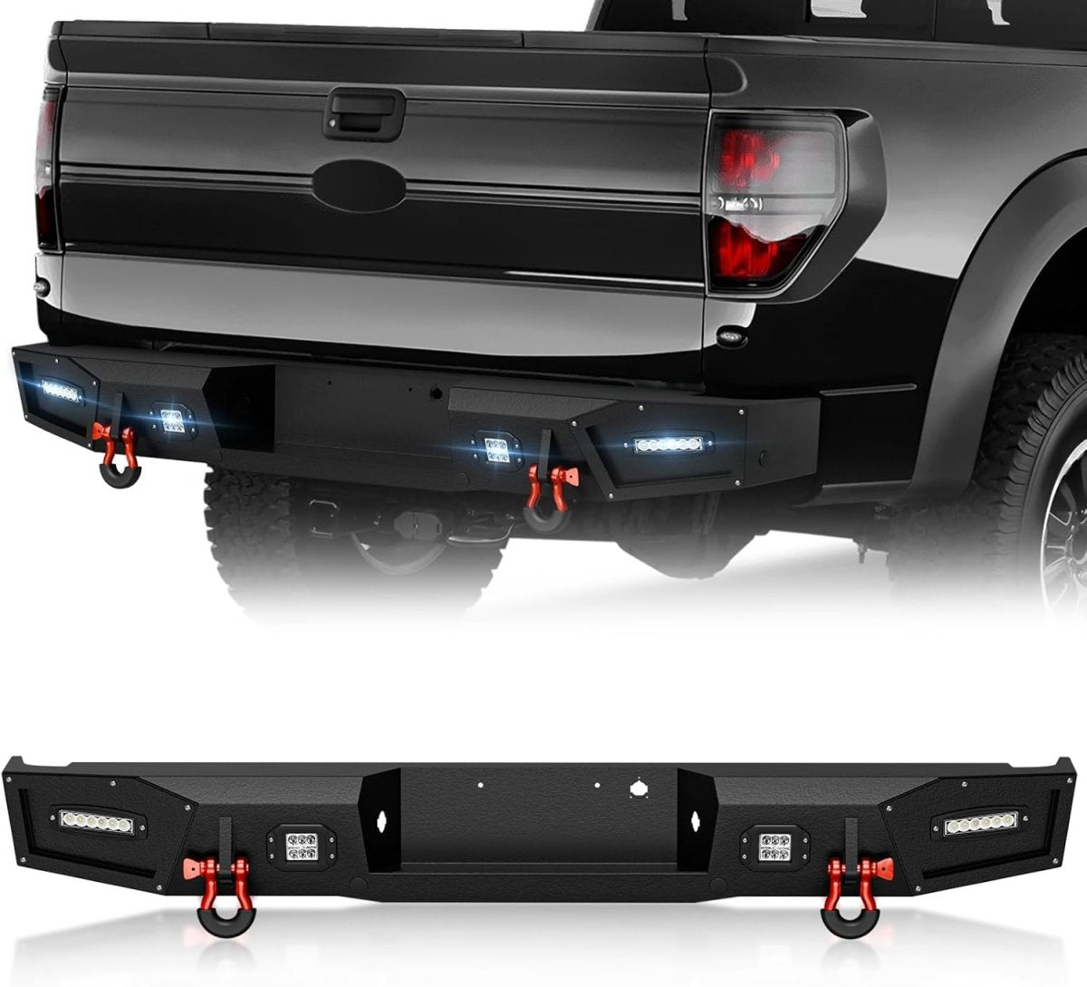 Aftermarket Off-road Bumpers for 2010-2014 Ford F-150 F150 SVT Raptor with 4 x LED Lights | Yzona