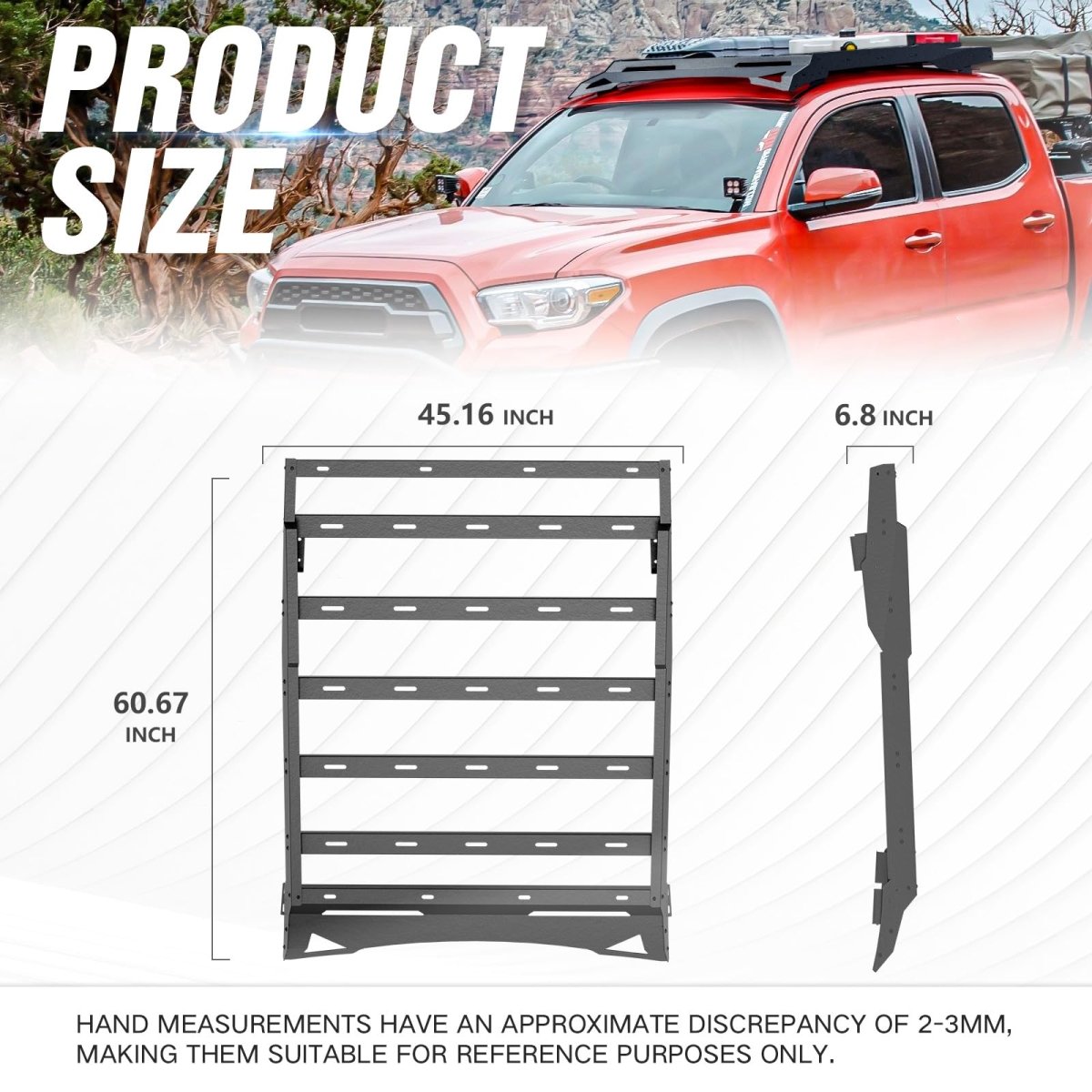 Overland Roof Rack Cargo Basket Compatible with 2005-2023 Toyota Tacoma | Yzona