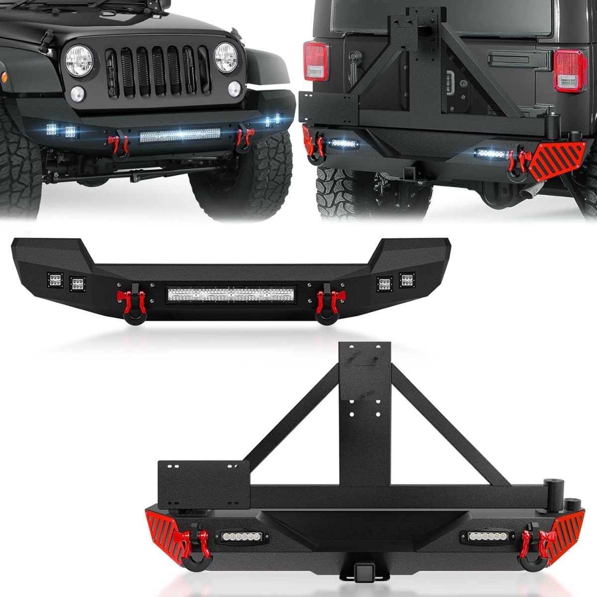 for Full Width Best Jeep Wrangler Bumpers Compatible with 2007-2018 Jeep Wrangler JK JKU Unlimited | Yzona