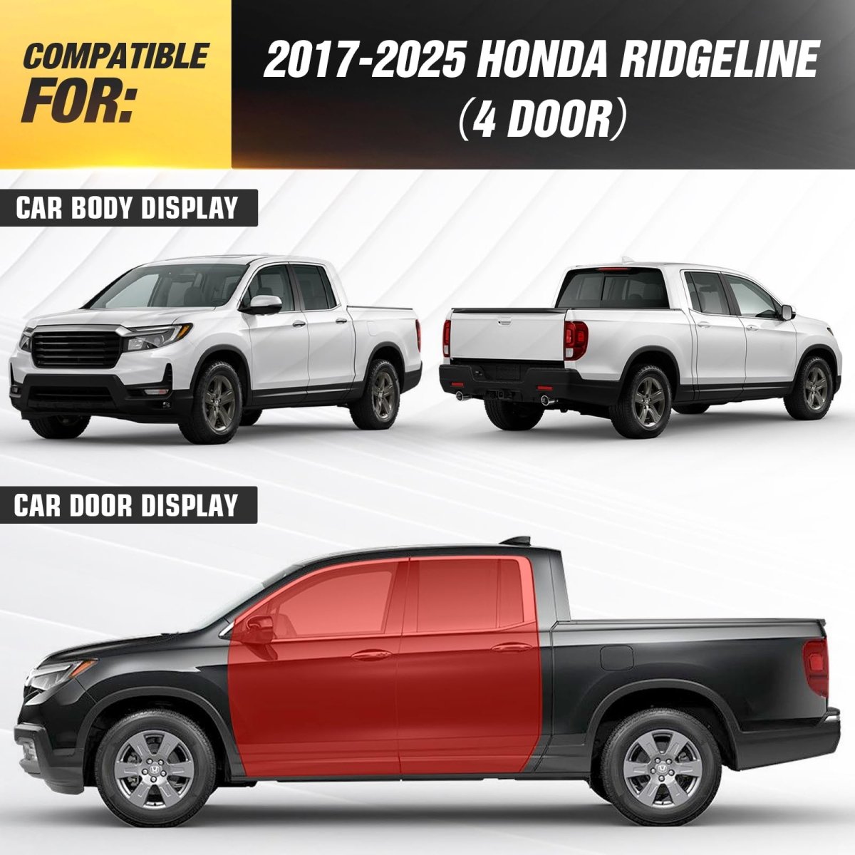 for Honda Ridgeline Running Boards Compatible with 2017-2025 Crew Cab - Yzona
