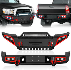 for Tacoma Pickup Truck Front and Rear Bumpers Compatible with 2005-2015 Toyota Tacoma 2nd Gen with Winch Plate | Yzona