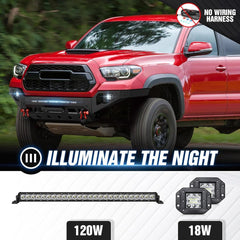 for Toyota Tacoma Front Bumpers Compatible with 2016-2023 Toyota Tacoma 3rd Gen Equipped with 3 x LED Lights | Yzona