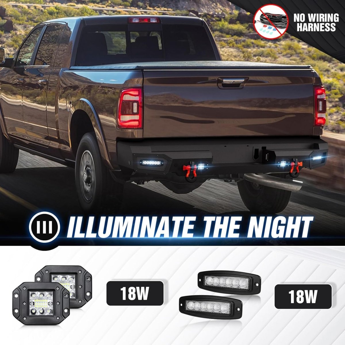 Rear Steel Bumpers for Ram 1500 Compatible with 2019-2025 Dodge Ram 1500 (Excluding Ram 1500 Classic) | Yzona