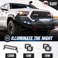 for Toyota Off Road Bumpers Compatible with 2016-2023 Toyota Tacoma 3rd Gen with Winch Plate | Yzona