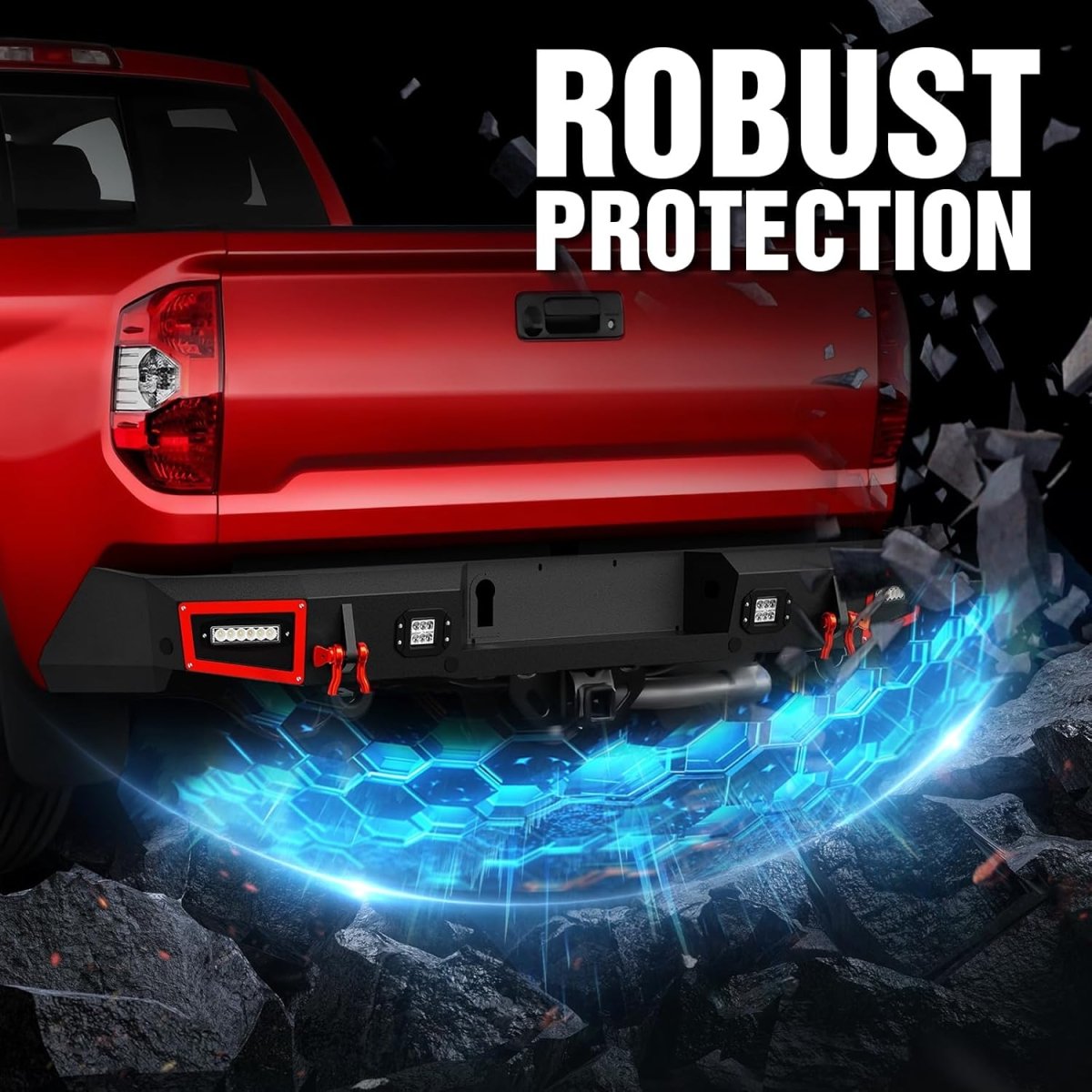 Truck Steel Rear Bumpers Compatible with 2014-2021 Toyota Tundra with Paintable Armor | Yzona