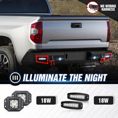 Truck Steel Rear Bumpers Compatible with 2014-2021 Toyota Tundra with Paintable Armor | Yzona