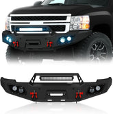 for Chevy Front Bumpers Off Road Compatible with 2011-2014 Chevy Silverado 2500 3500 HD with 5 x LED Lights | Yzona