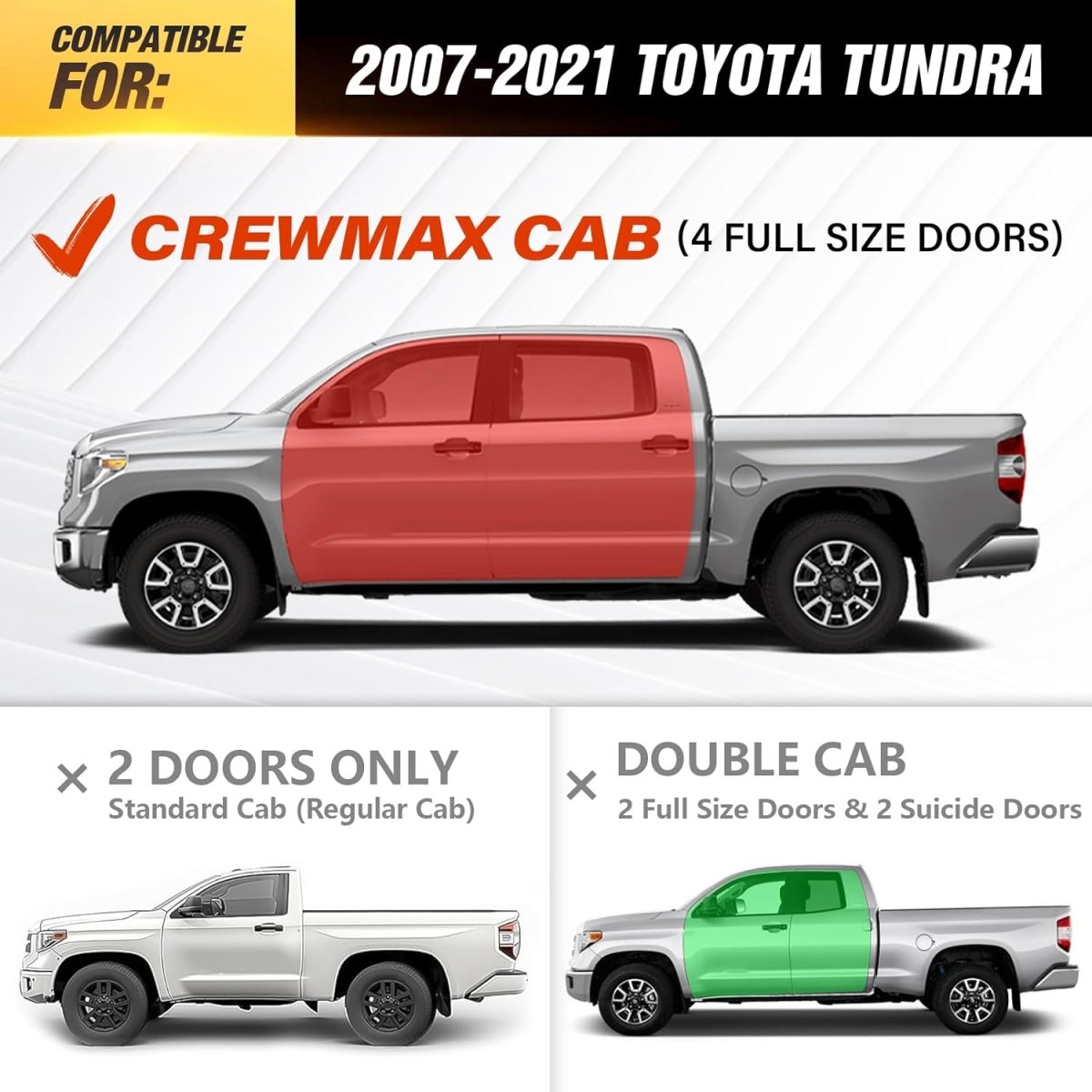 Yzona 2007-2021 Toyota Tundra CrewMax Cab Side Steps