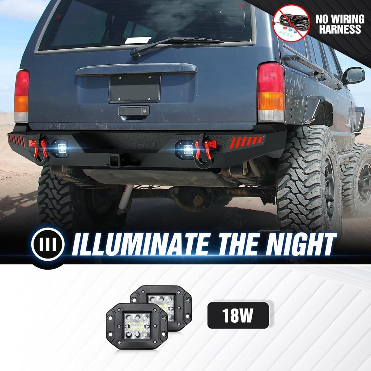 for Rear Aftermarket Bumpers Compatible with 1984-2001 Jeep Cherokee XJ (2/4 Doors) | Yzona