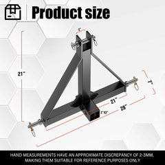 3 Point Tractor Trailer and Receiver Hitch for Category 1, 3 Pt Tractor | Yzona
