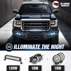 Pickup Truck Best Aftermarket Bumpers for 2014 2015 GMC Sierra 1500 Off-Road Bumper Equipped with 5 x LED Lights | Yzona