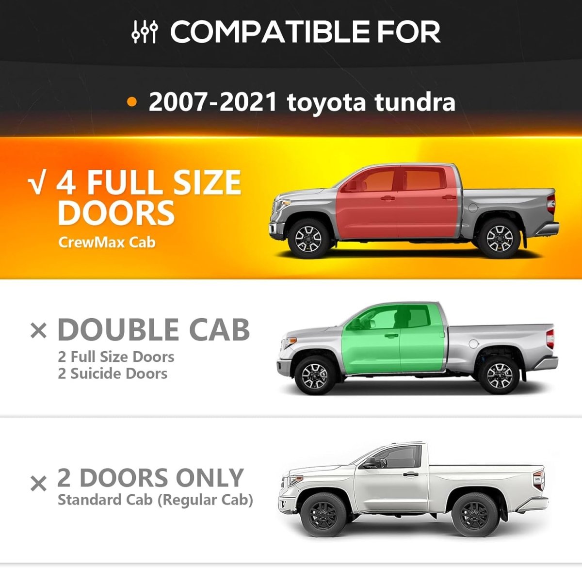 CrewMax Cab Side Steps Running Boards for Trucks 2007-2021 Toyota Tundra | Yzona