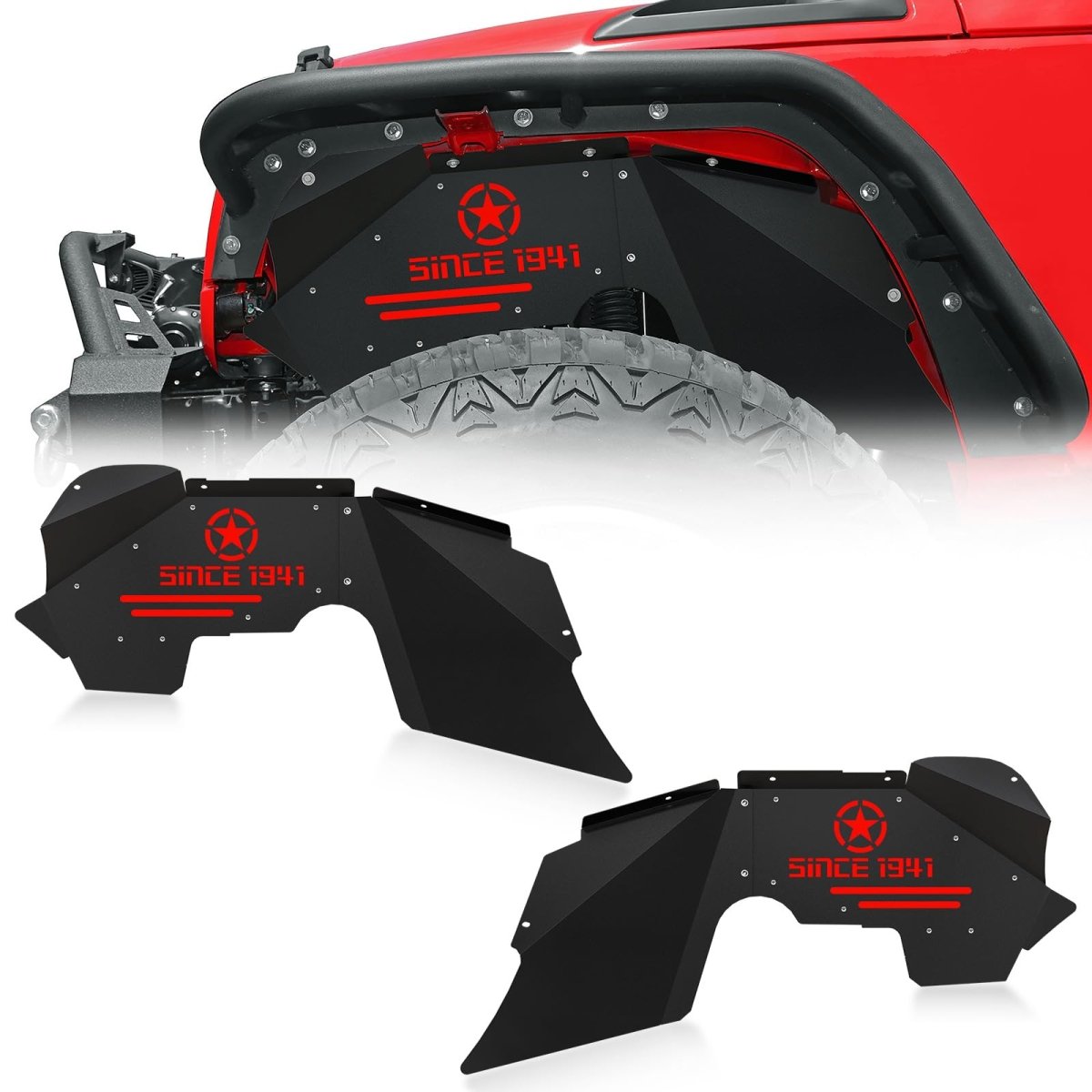 Front Inner for Jeep JK Fender Liners | 07-18 Jeep Wrangler JK & JKU Unlimited Sport Sahara Rubicon | Yzona