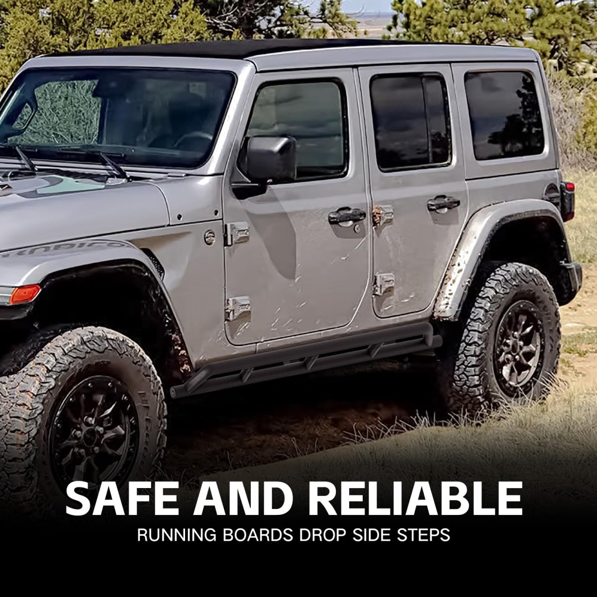 Yzona Side Steps for Single Cab TrucksCompatible with 2018-2025 Jeep Wrangler JL JLU Unlimited 4 Doors