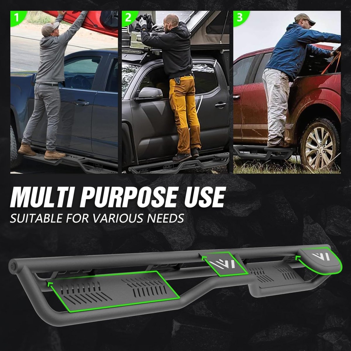 Yzona 2015-2025 Ford F150 & 2017-2025 Ford F250 F350 Super Duty Crew Cab Side Step