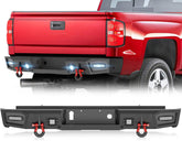 Black Rear Aftermarket Bumpers for Chevy 2500HD 2015-2019 Chevrolet Silverado & GMC Sierra 2500 3500 HD w/LED Lights | Yzona