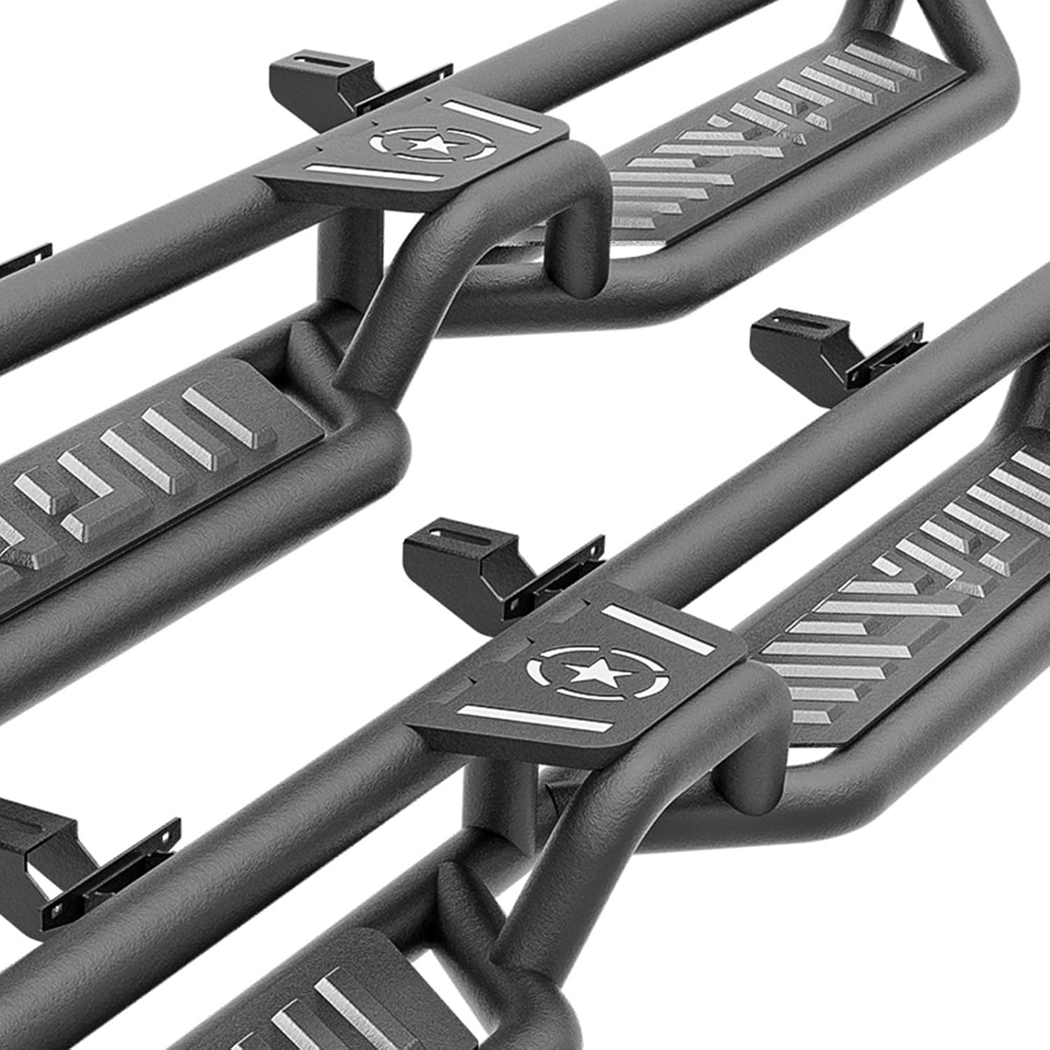 for Gladiator JT Running Boards Side Steps Compatible with 2020 2021 2022 2023 2024 2025 Jeep Gladiator JT 4 Door, Two Stairs Design Nerf Bars Step Plates Rock Sliders Rail (Heavy-Duty Steel)
