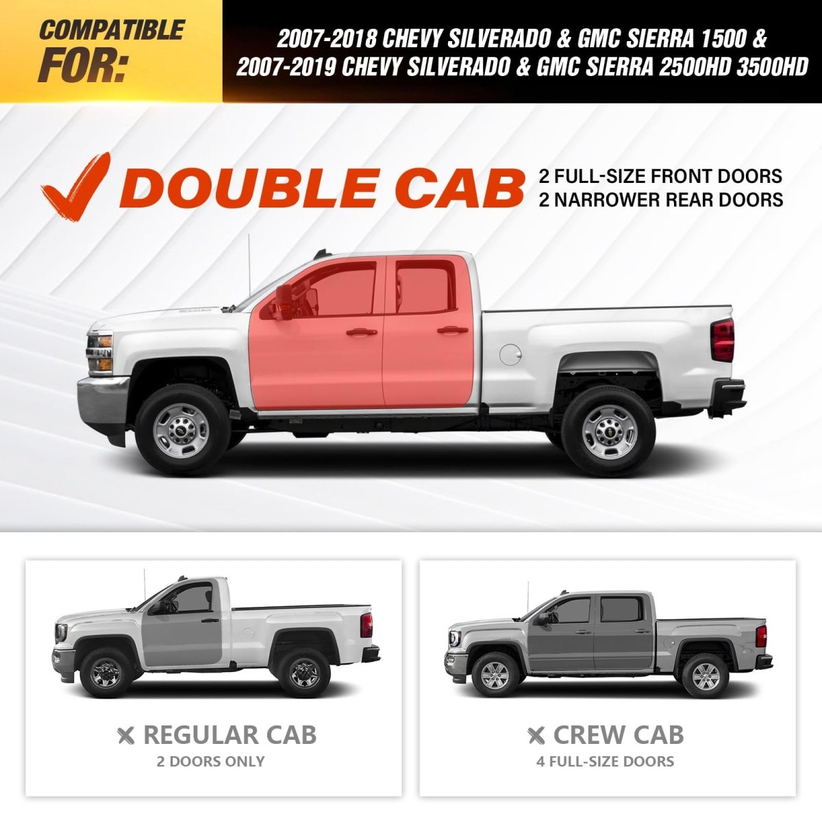 Truck Side Steps for 2007-2018 Silverado & Sierra 1500 | 2007-2019 Silverado / Sierra 2500 3500 HD Extended Cab - Yzona