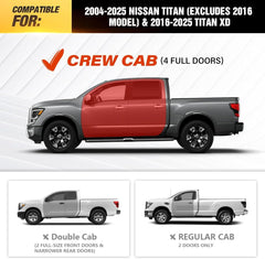 Crew Cab Side Steps Running Boards for Trucks 2016-2025 Nissan Titan XD| 2004-2025 Nissan Titan- Excludes 2016 Model | Yzona
