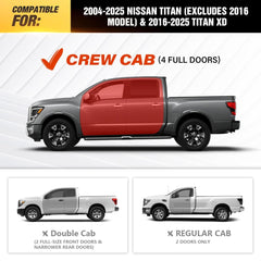 Running Boards for Nissan Titan Compatible for 2004-2025 Titan (Excludes 2016 Model) | Titan XD 2016-2025 CrewCab - Yzona