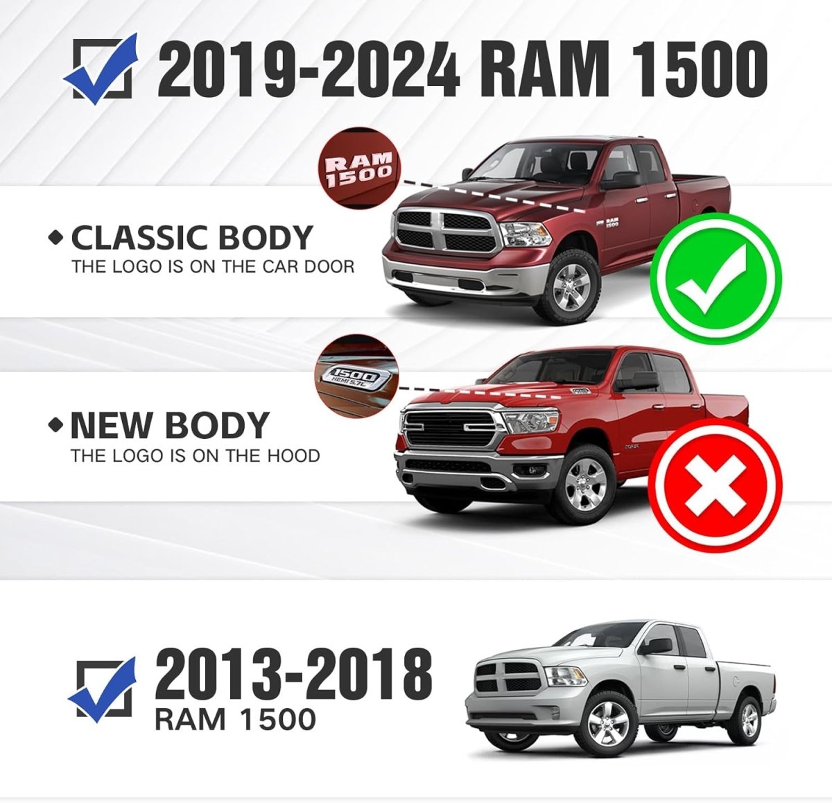 Front End Replacement Metal Bumpers for 2013-2018 Dodge Ram 1500 (Exclude Rebel) & 2019-2024 Ram 1500 Classic | Yzona