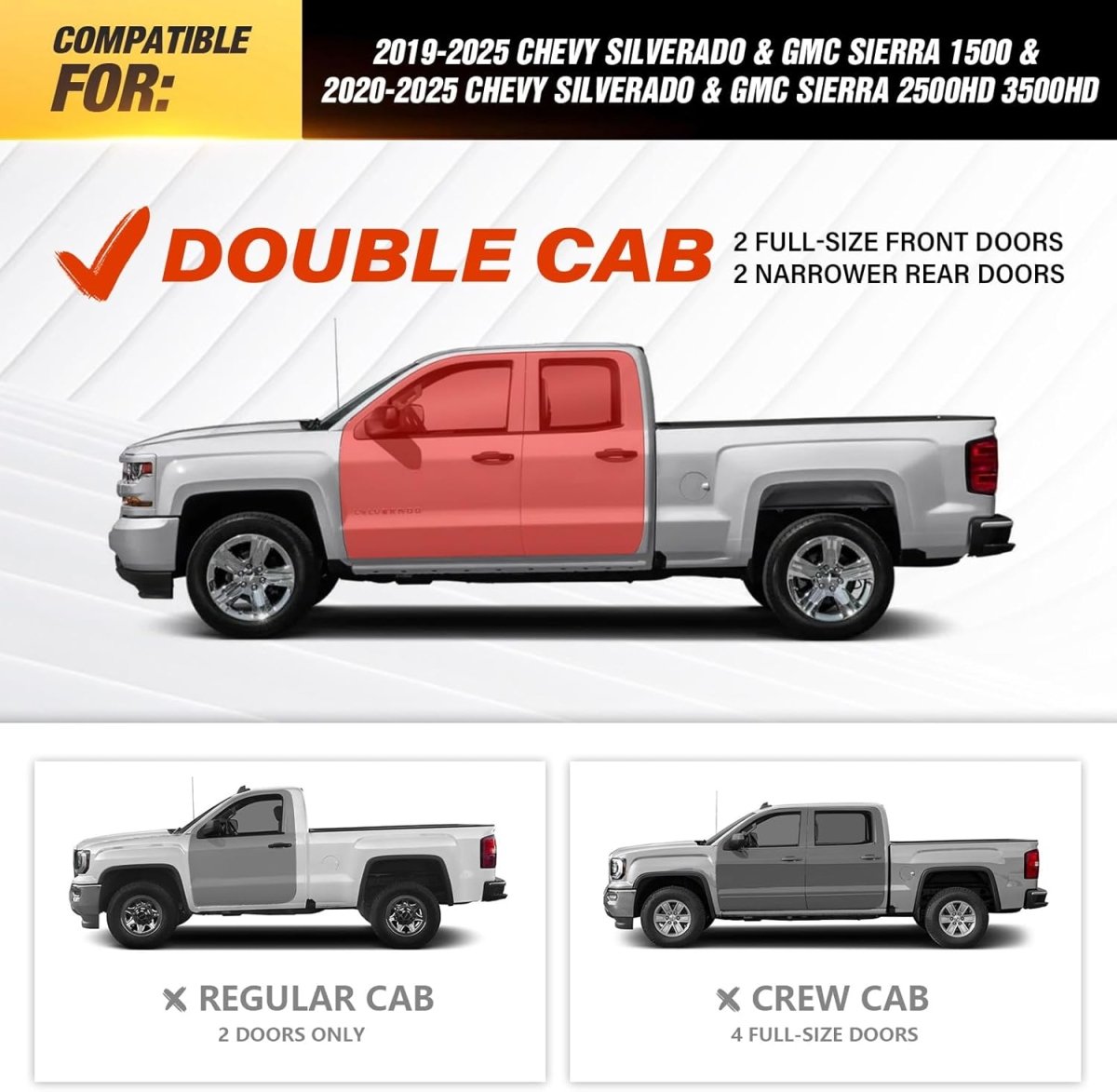19-25 Silverado & Sierra 1500, 20-25 Silverado/Sierra 2500 HD 3500 HD Extended Cab Side Step | Yzona