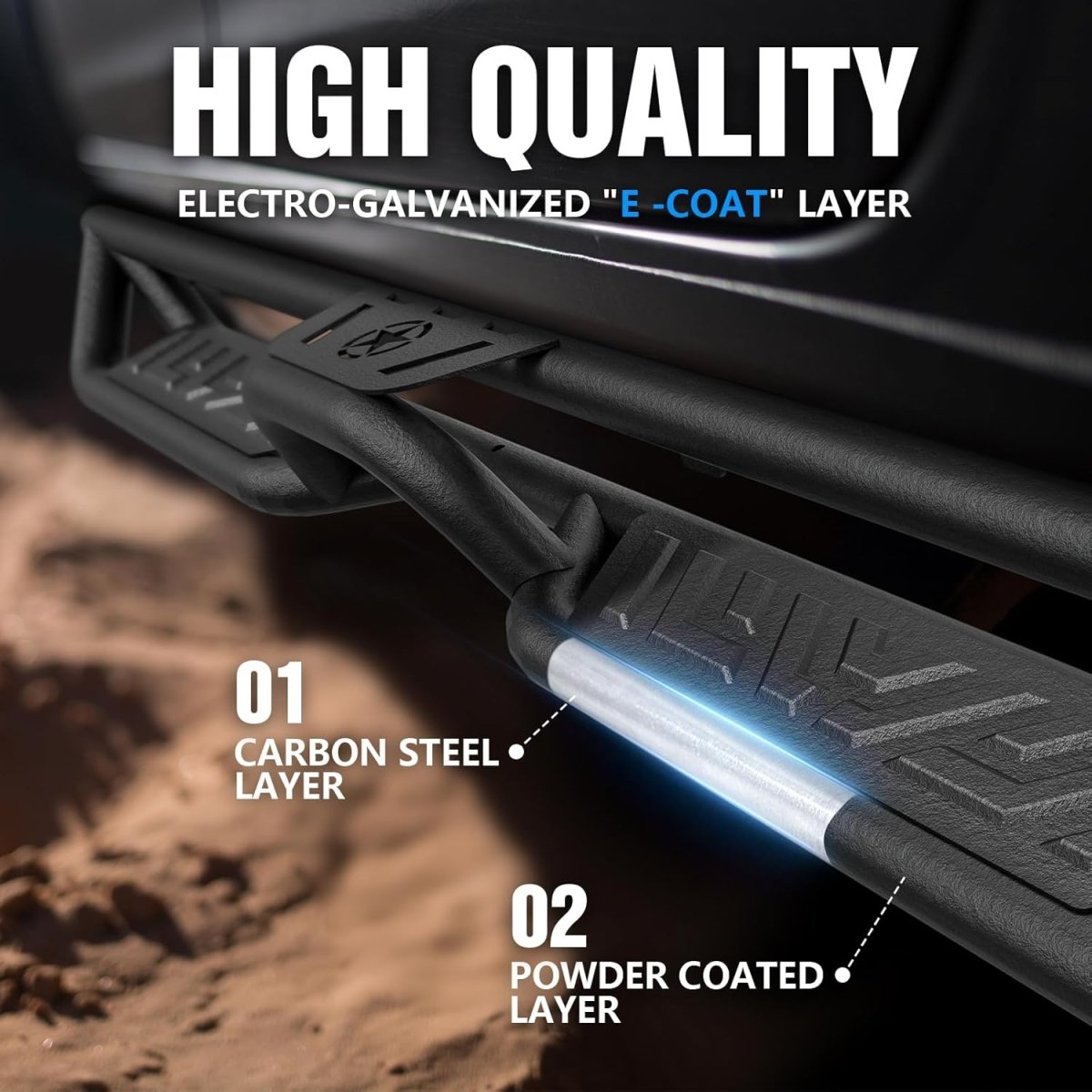 Crew Cab Running Boards for 2009-2018 Dodge Ram 1500 | 2019-2024 Ram 1500 Classic | 2010-2024 Ram 2500 & 3500 | Yzona