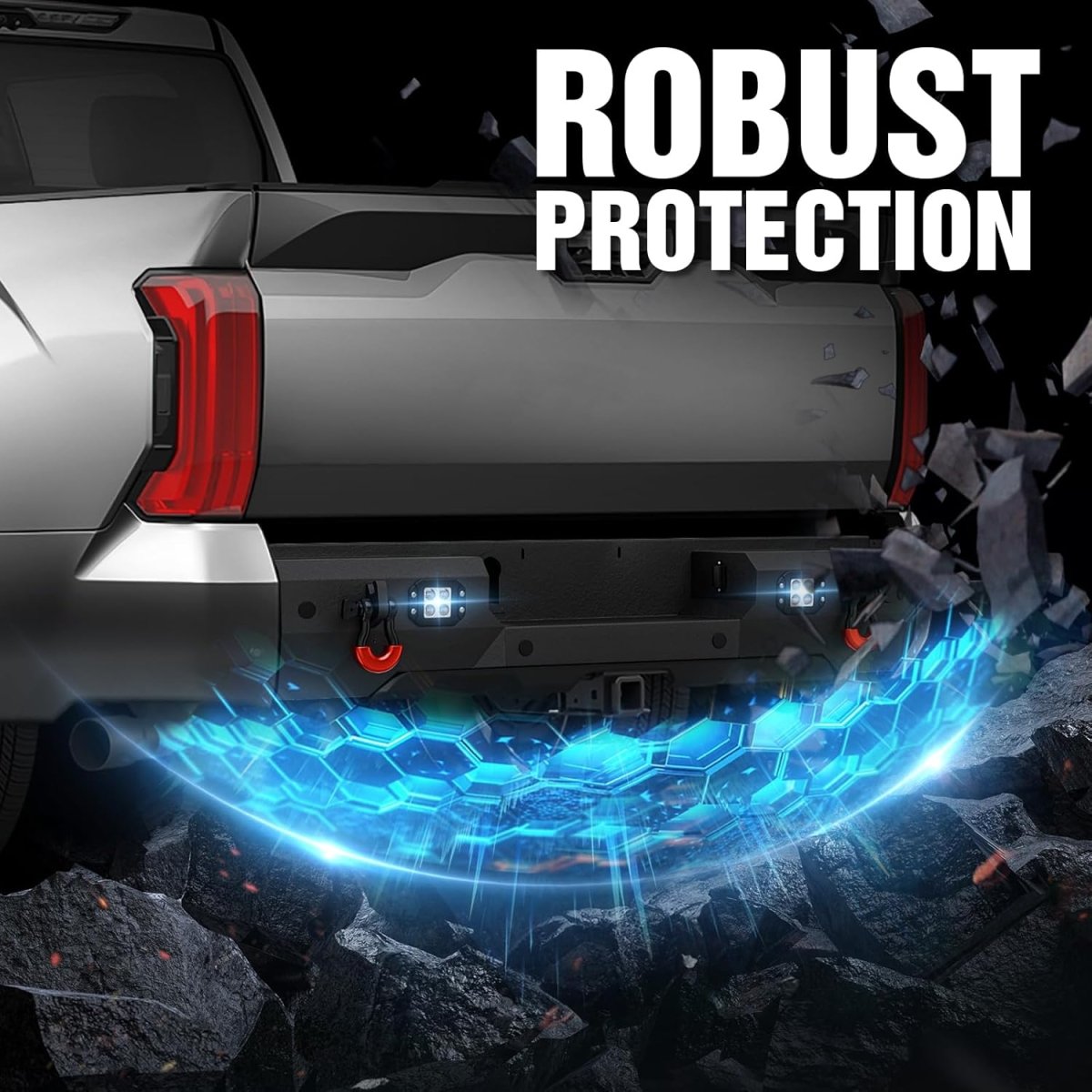 New Truck Rear Bumpers Compatible with 2022-2024 Toyota Tundra with LED Lights | Yzona