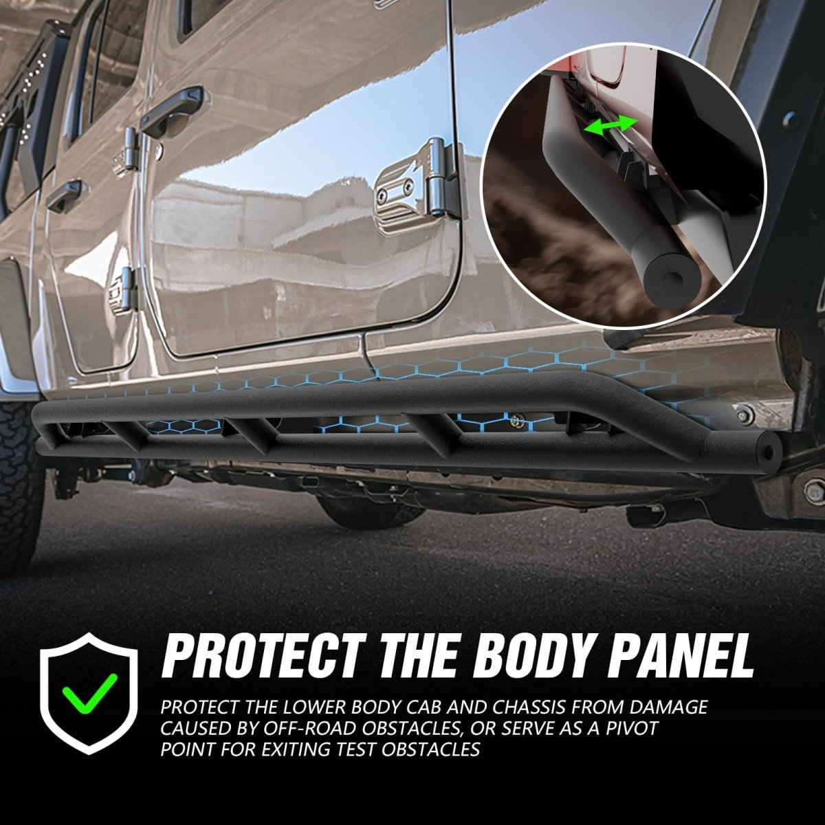 Yzona Truck Side Step Bars Compatible with 2007-2018 Jeep Wrangler JK JKU Unlimited 4 Doors