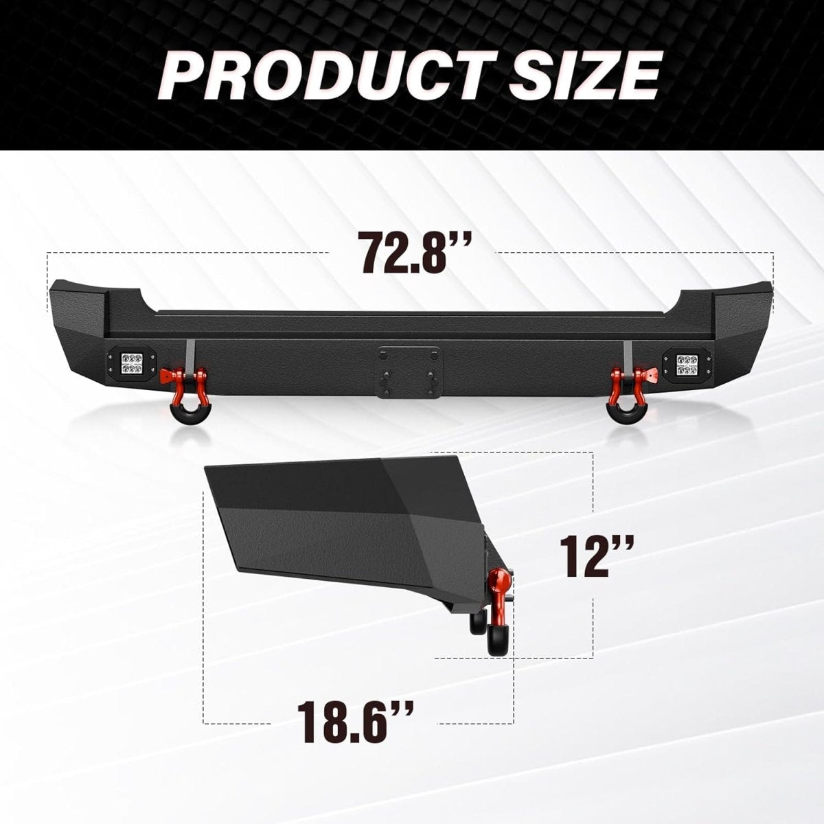 Super Duty Rear Bumpers for 2007-2014 Toyota FJ Cruiser 1st Gen with 2 x 18W LED Lights | Yzona