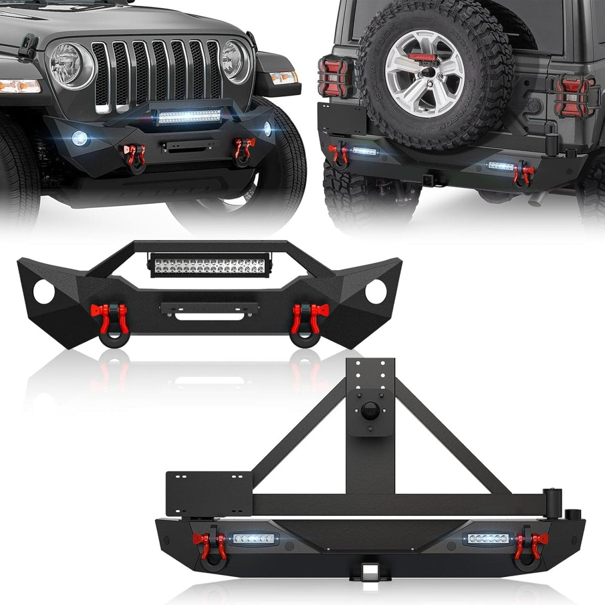 Aftermarket Front & Rear Bumper for 2018-2024 Jeep Wrangler JL JLU w/Sensor Holes | Yzona