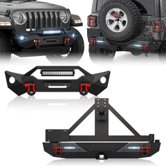 Aftermarket Front & Rear Bumper for 2018-2024 Jeep Wrangler JL JLU w/Sensor Holes | Yzona