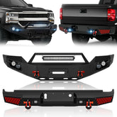 Aftermarket Chevrolet Front & Rear Bumpers Compatible with 2016-2018 Chevy Silverado 1500 with LED Lights | Yzona